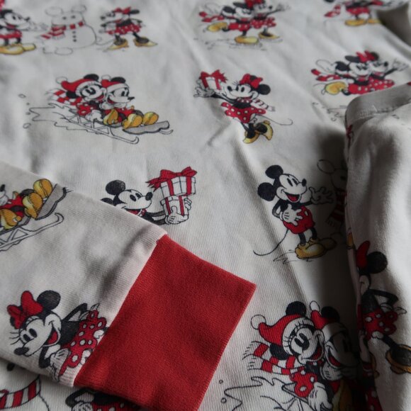 Pottery Barn Kids Christmas Disney Mickey Minnie Mouse Snowman Size 10 - Picture 2 of 5